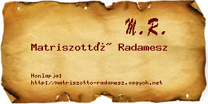 Matriszottó Radamesz névjegykártya